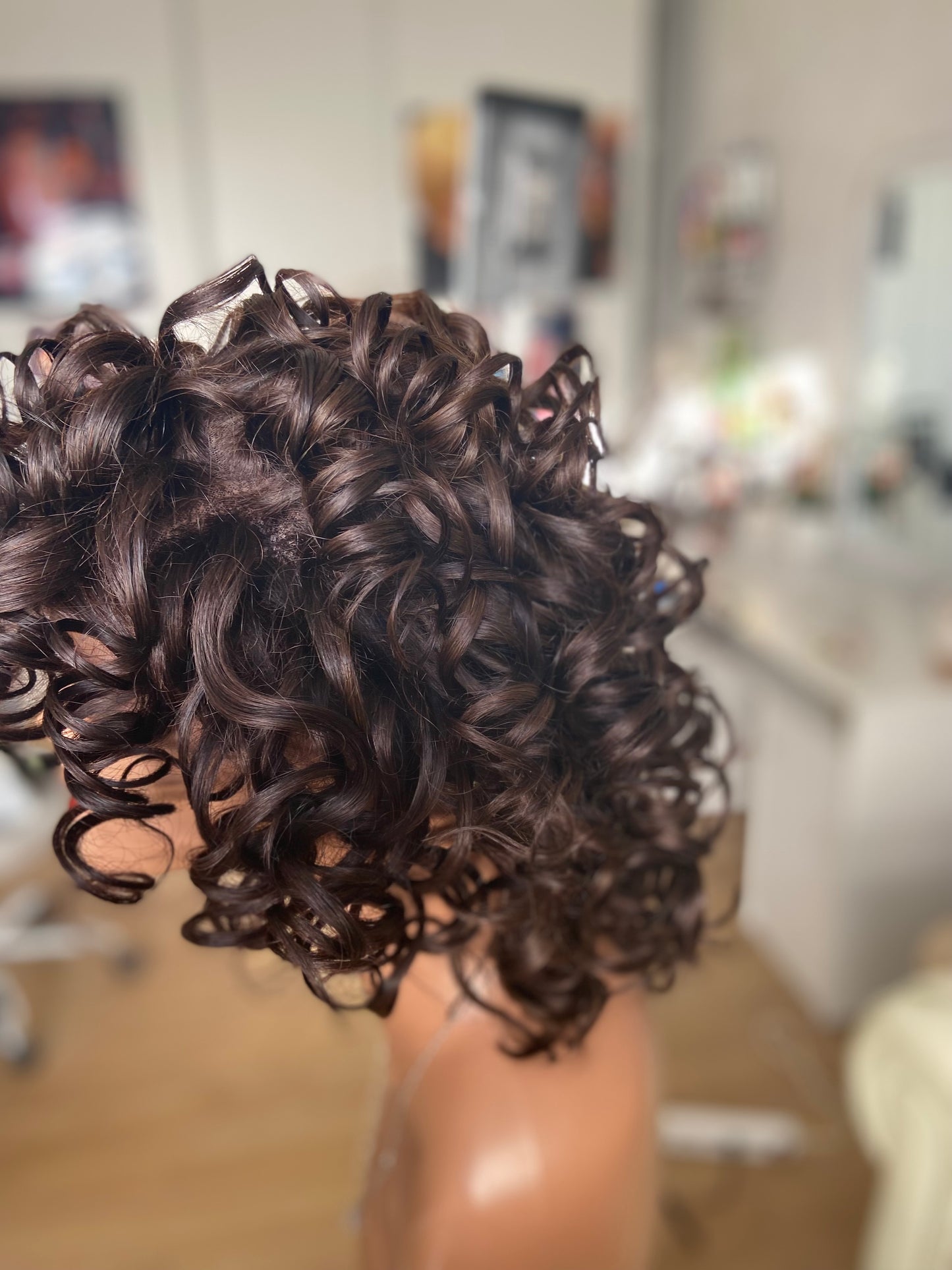Perruque cheveux russe courte bouclée Lace Frontal Rémy Hair 8"(20cm) - 12"(30cm)couleur châtain #2