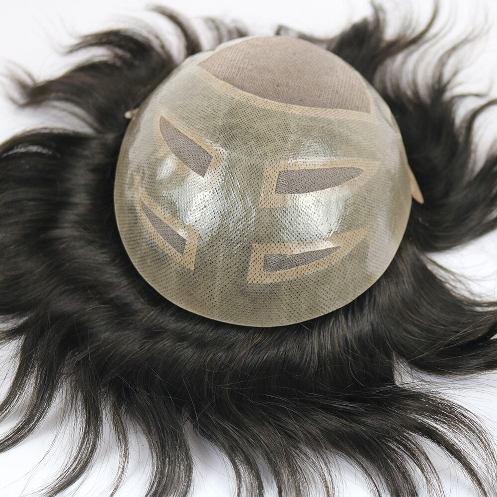 TOUPEE HOMME CHEVEUX HUMAINS BRESILIENS COULEUR 10 "x 8" # 2