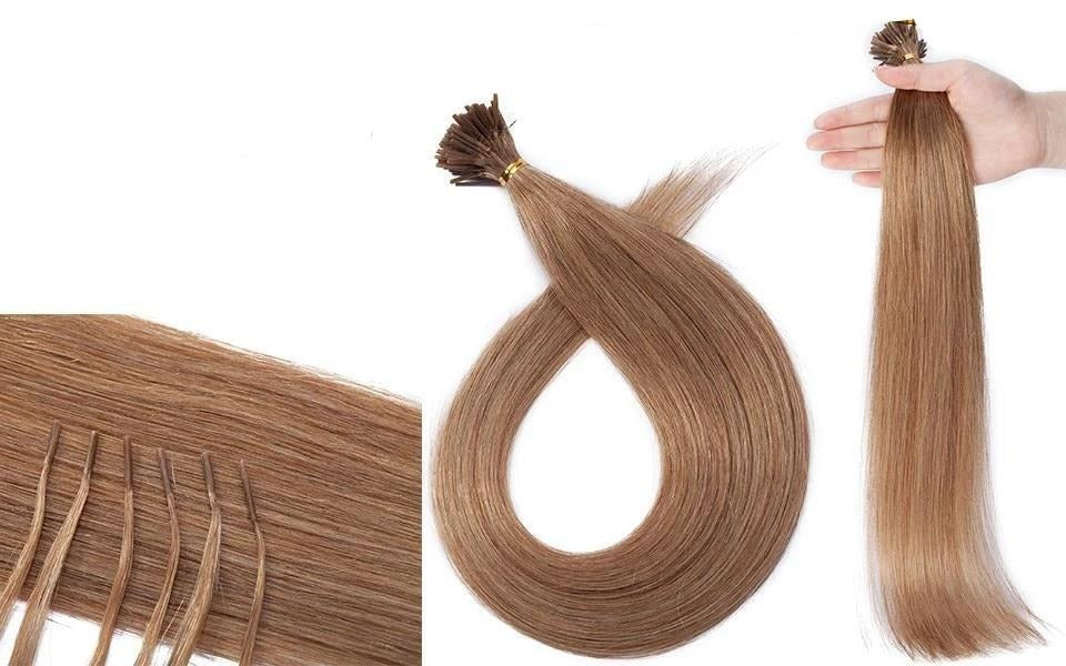 25 extensions cheveux virgin russe remy hair I-Tip à froid 30cm - 60cm / 1gr blond miel #27