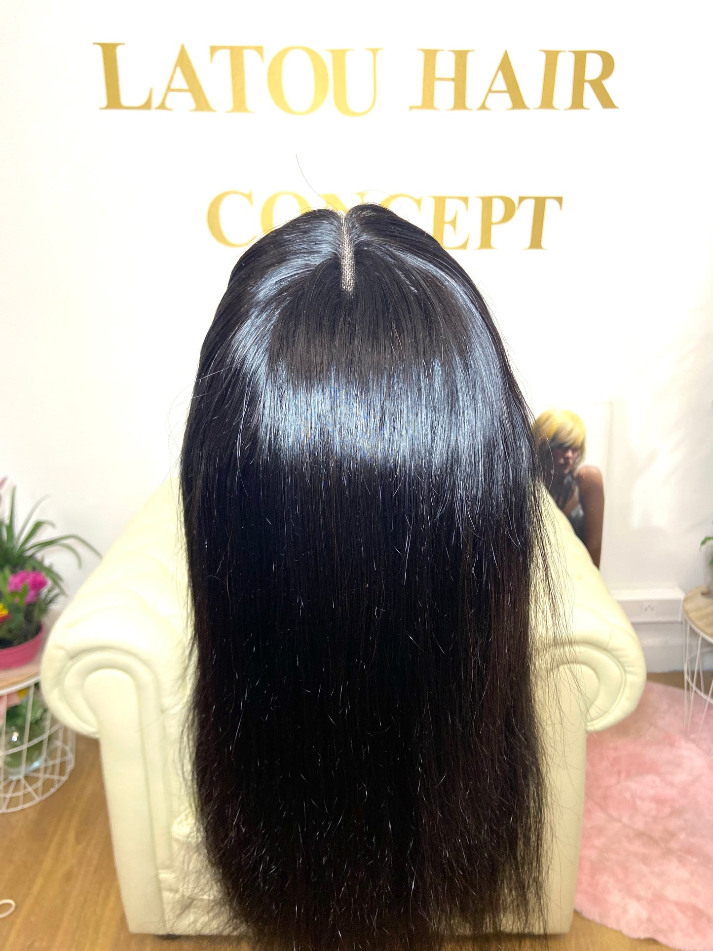 Perruque Lace Frontal  4X4  cheveux noirs 100% naturels #1B lisse  8"(20cm)-28"(70cm)