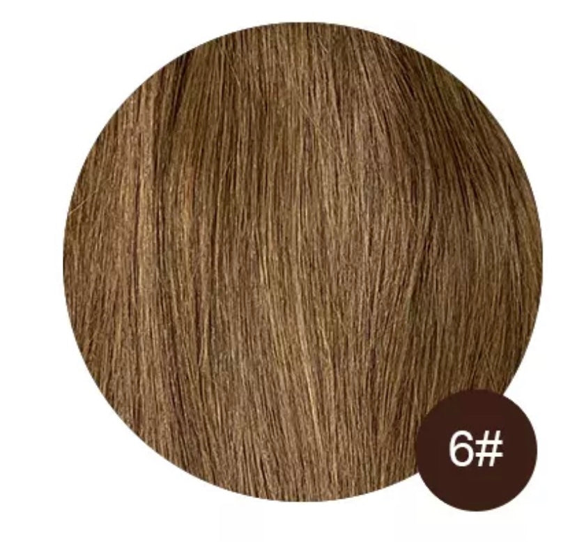 25 extensions 100% virgin cheveux russe remy naturel fait à la main kératine plate 1gr #6 châtain clair 40 cm- 60cm