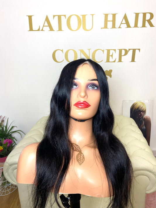 Perruque ondulée épais lace frontal 4x4 virgin cheveux brésiliens  10"(25cm) - 24"(60cm)