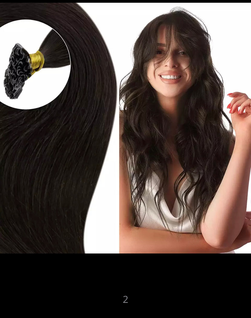25 extensions 100% virgin cheveux russe remy naturel fait à la main kératine plate 1g châtain #2/ 35cm-70cm