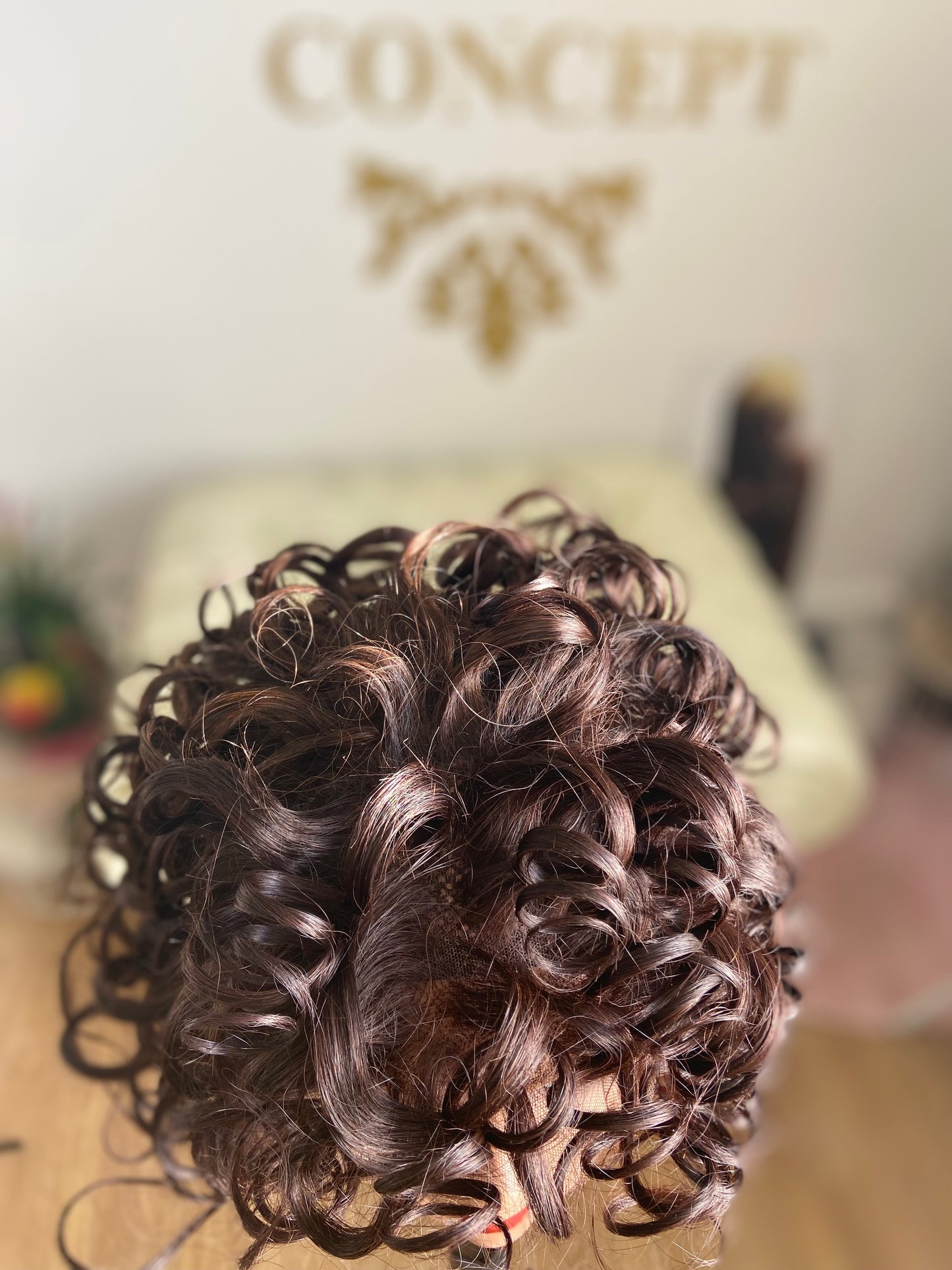 Perruque cheveux russe courte bouclée Lace Frontal  Rémy Hair 8"(20cm) - 12"(30cm)couleur châtain #2