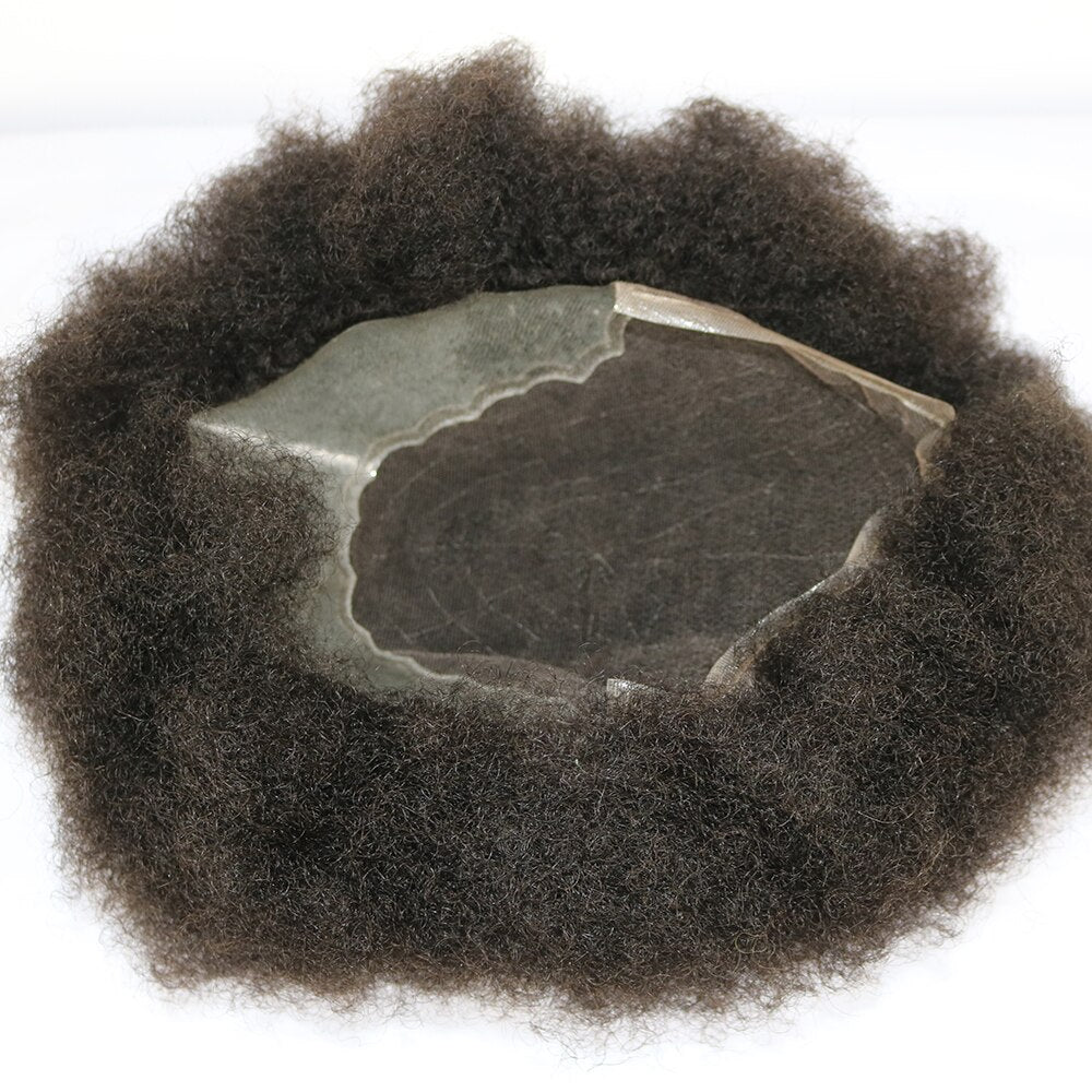 TOUPÉE HOMME AFRO CHEVEUX HUMAINS BRÉSILIENS REMY COULEUR NOIR 1 # ET NOIR1B #