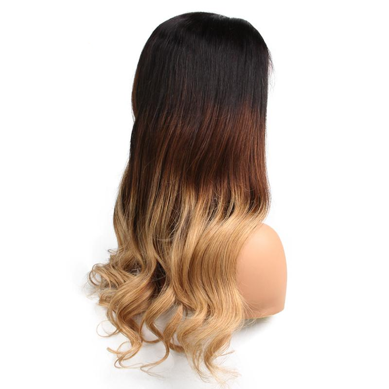 Perruque 100% Virgin Hair humain de rêve Rêve Rémy cheveux ondulés 4/27 péruviens 130% Densité 10 "-26pouces