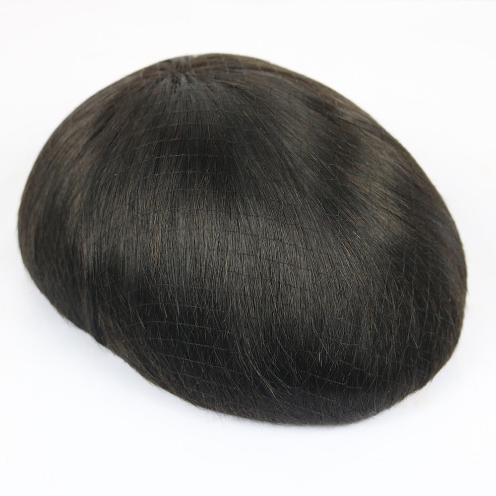 TOUPÉE CHEVEUX HUMAINS BRÉSILIENS COULEUR 10 "x 8" 1B #