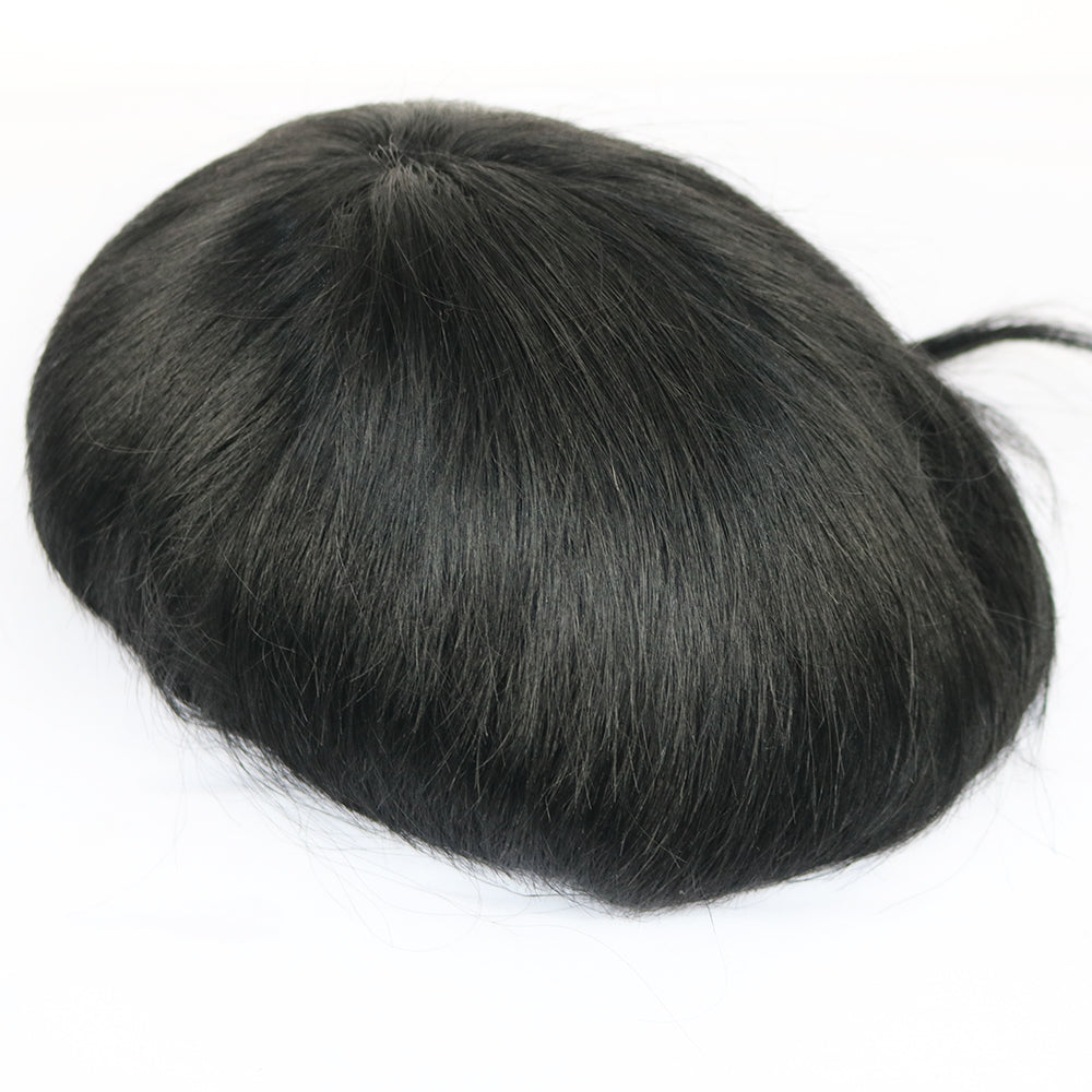 SimBeauty Full PU Men toupee Durable 0.06-0.08mm Peau Naturel à la recherche de Remy Cheveux Hommes Perruque Cheveux Humains Full PU Remplacements Toupee
