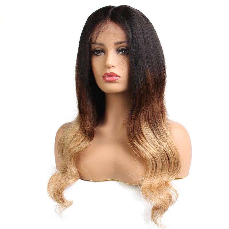 Perruque 100% Virgin Hair humain de rêve Rêve Rémy cheveux ondulés 4/27 péruviens 130% Densité 10 "-26pouces